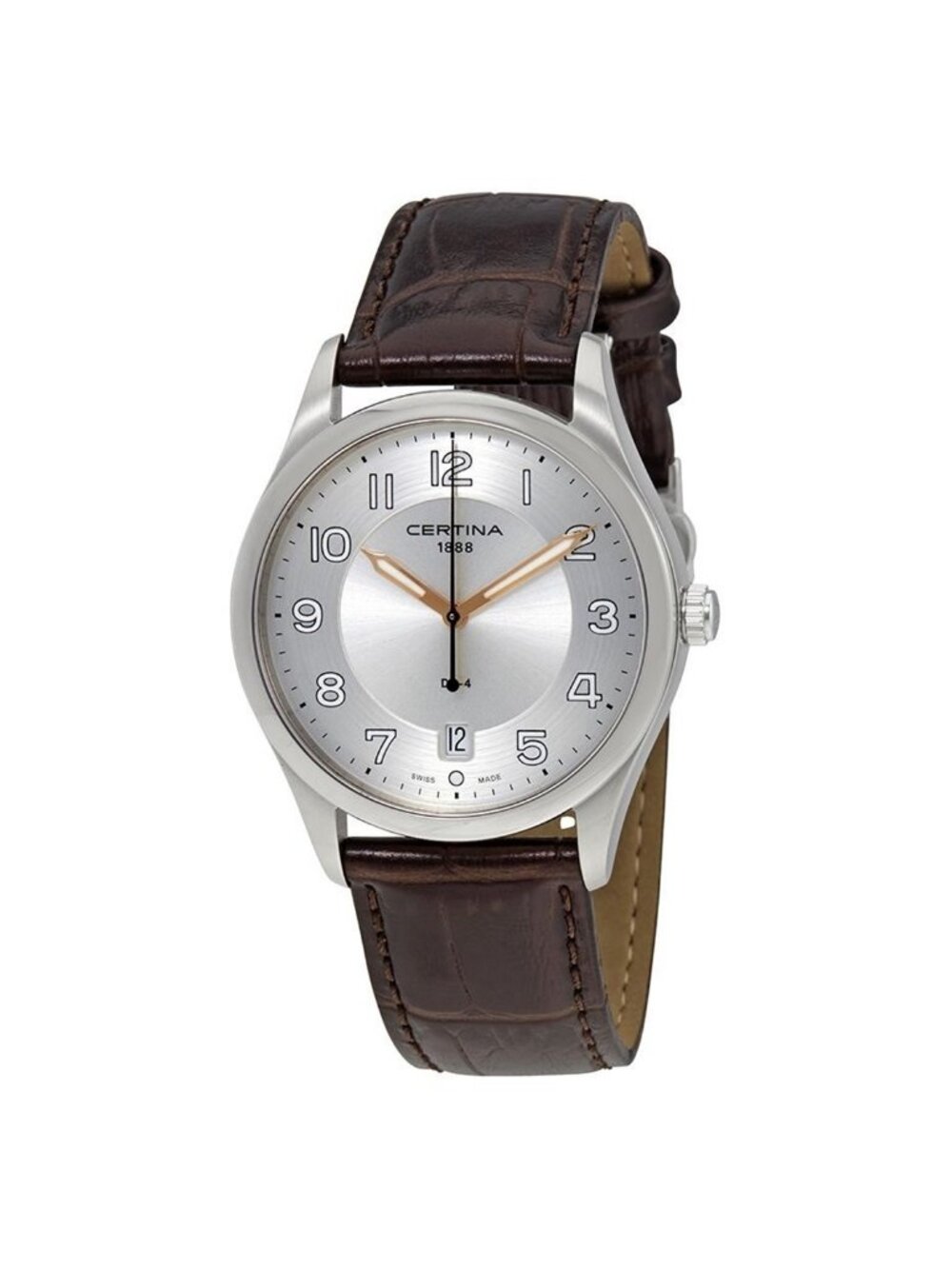 NWT Certina DS-4 Silver Dial Black Leather Watch